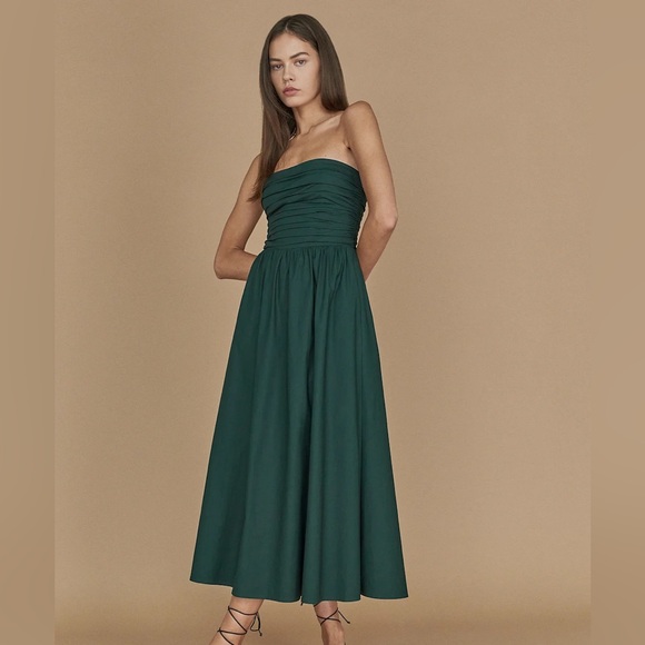 Reformation Dresses & Skirts - Reformation Lissa cotton poplin midi dress dark green